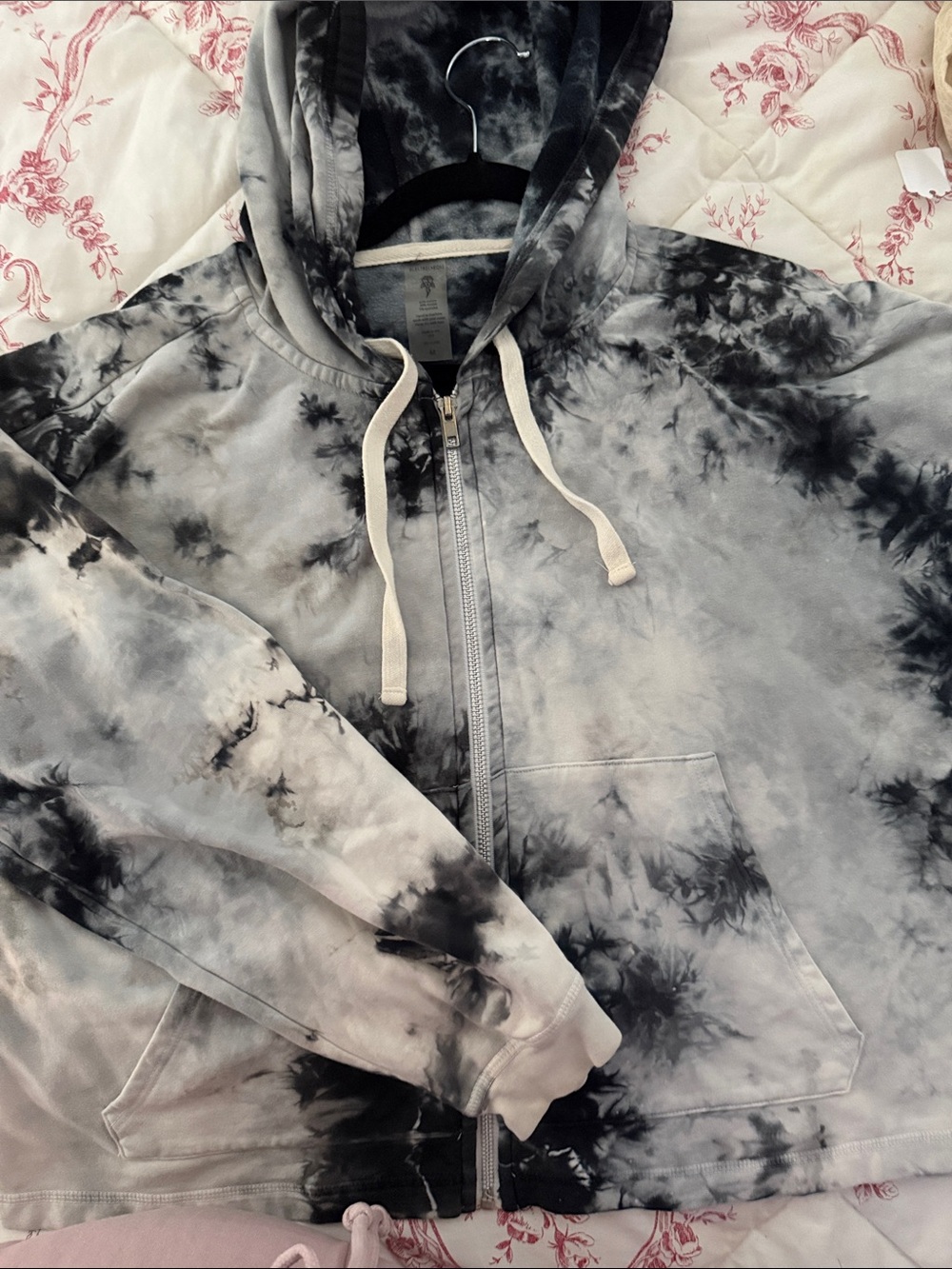 Electric & Rose Black and Gray Tie-Dye Zip Hoodie